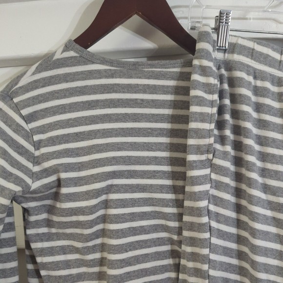 Target Women's Small Gray & White Striped Cotton Pajama Set 2 Piece pockets - Picture 8 of 9